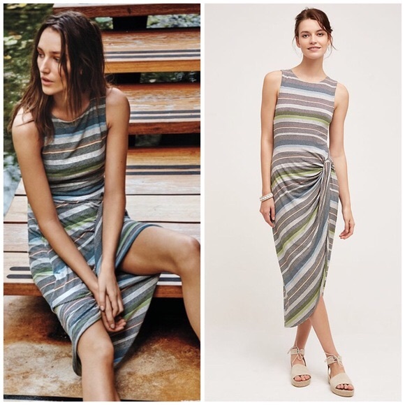 Anthropologie Bailey44 Gathered Stripes midi dress - Picture 3 of 10